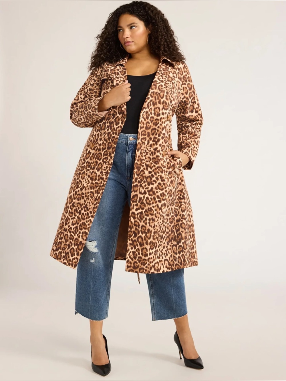 Double Breasted Trench Coat by Sofia Jeans by Sofia Vergara XXL Leopard
